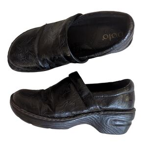 Bolo Etched Tooled Embossed Clog Wedge Nursing Shoes 9 Black